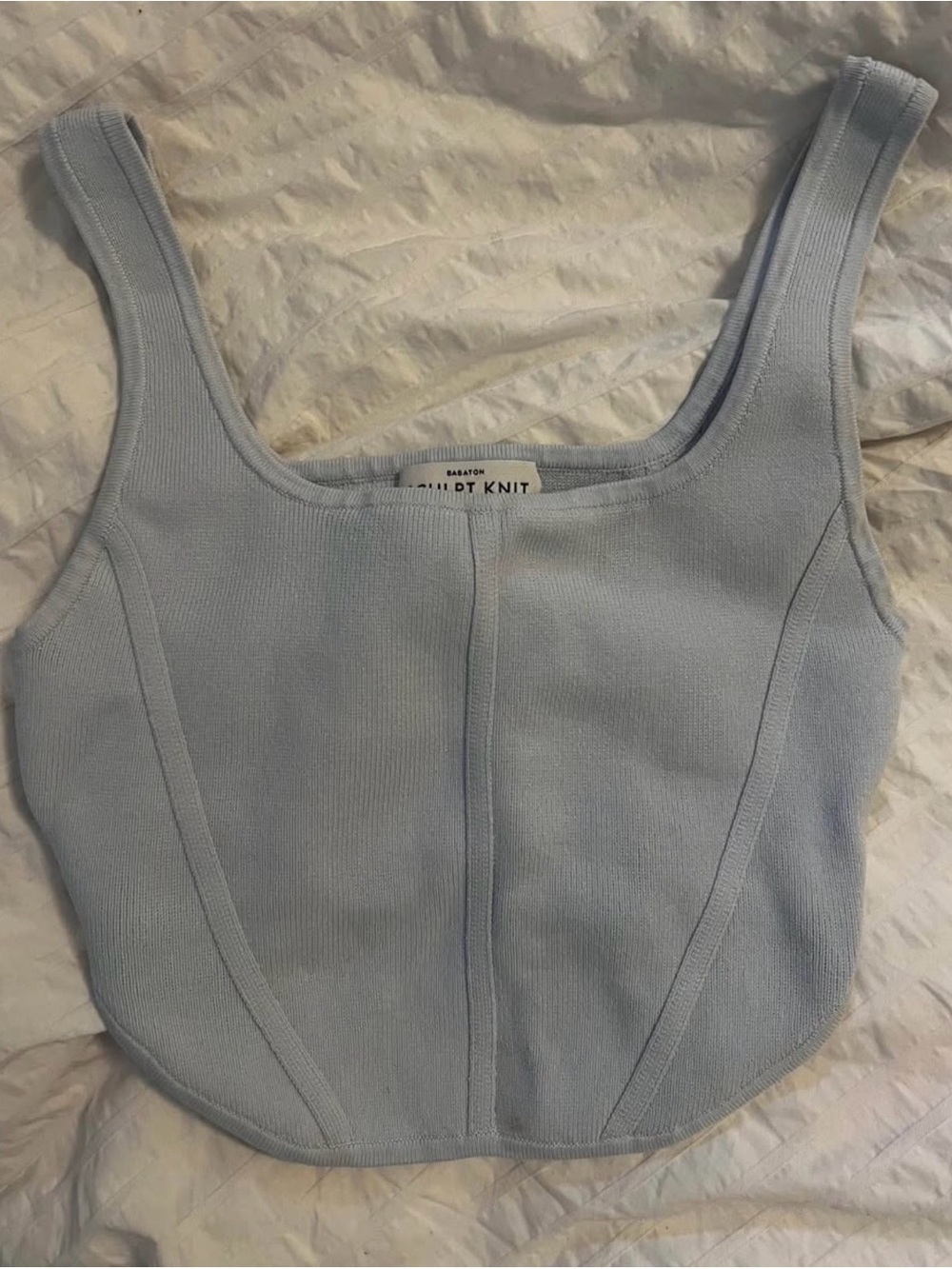 Light Blue Square Neck Knit Tank Top - Brand: Babaton/Aritzia